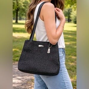 Elegant Black Woven Tote Bag NWOT